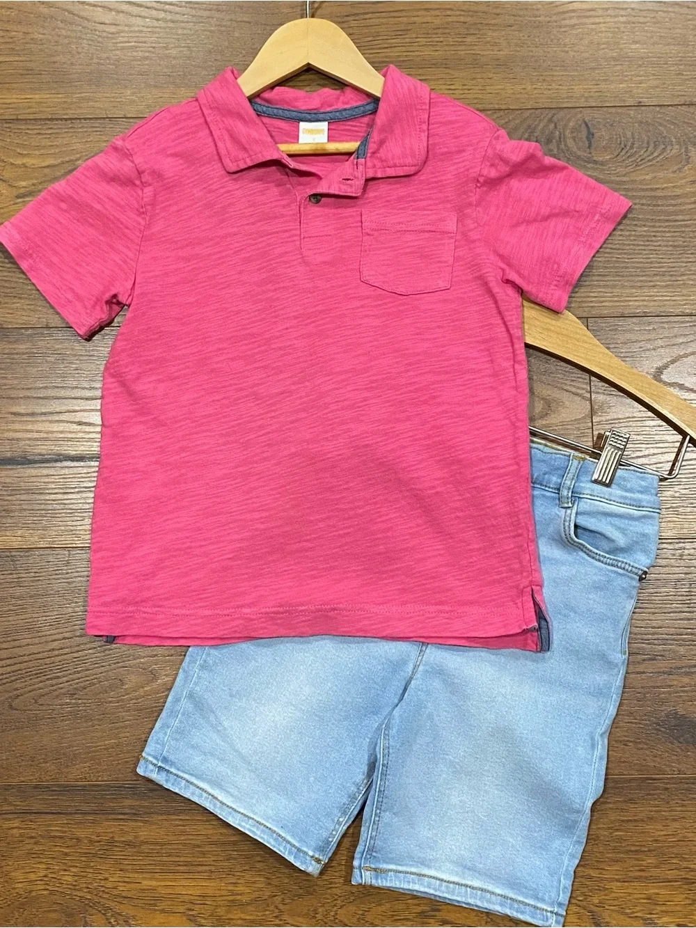 Gymboree Boys Bright Pink Short Sleeve Slub Polo Top Size 7